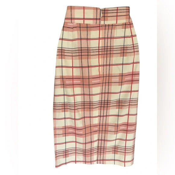 NWT Voodoo Vixen 50s Preppy Pencil Skirt Pink Plaid With Front Side Slit - S M - Picture 3 of 7